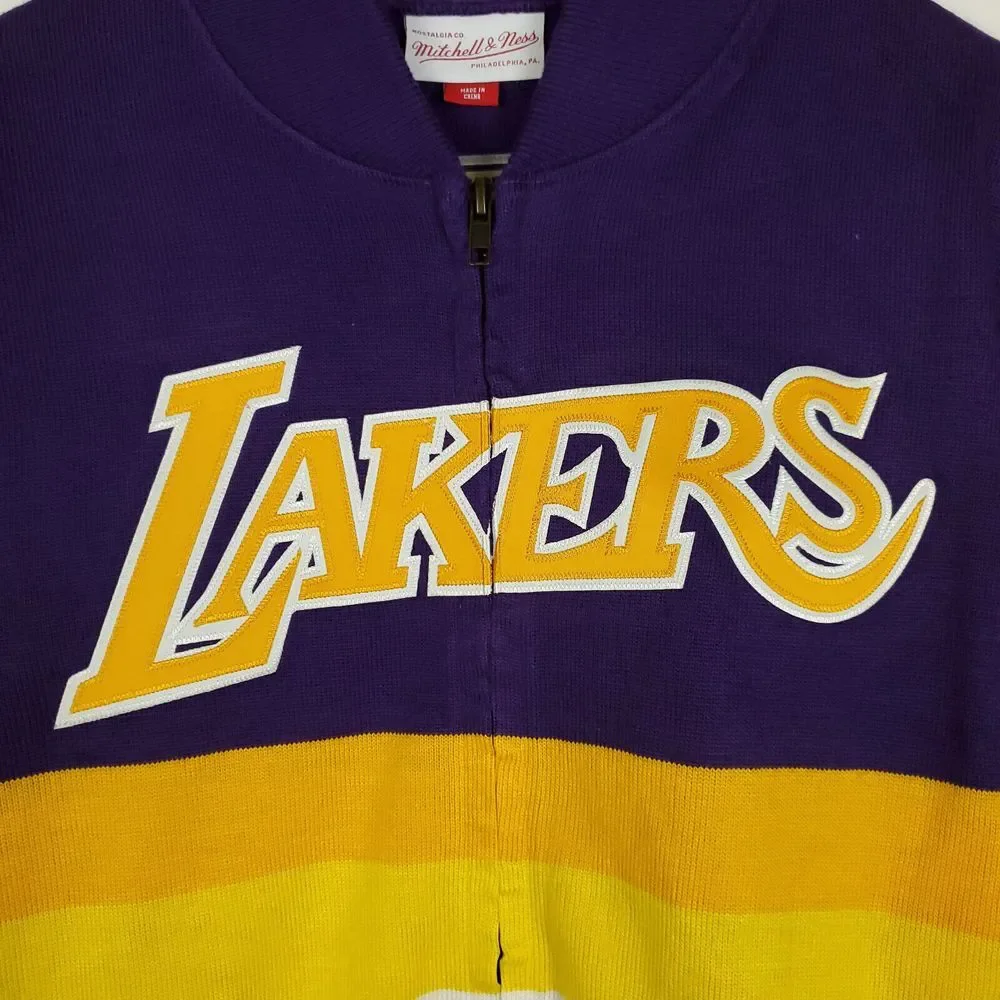 LA Lakers Mitchell & Ness NBA XS XSmall Knit‎ Sweater Purple Gold White New